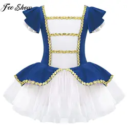 Girls Mesh Leotard Dress Halloween Carnival Circus Cosplay Performance Costume Ballet Dance Tutu Short Sleeve Sequin Dancewear