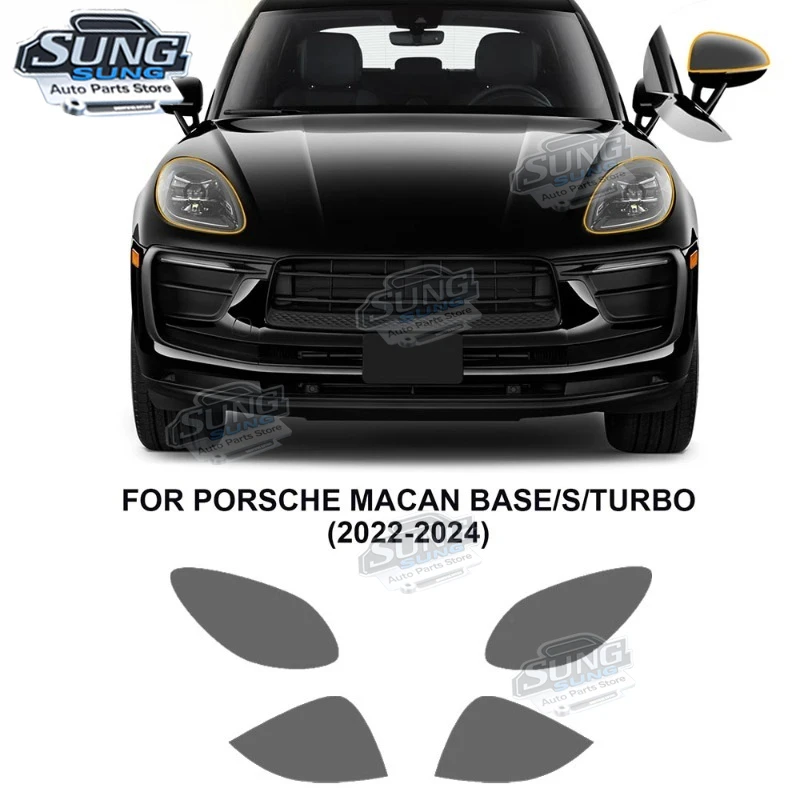

Для Porsche Macan Base S Turbo 2022 2023 2024, пленка для ремонта фар, защита от краски, предварительно вырезанный автомобильный прозрачный бюстгальтер, прозрачный PPF ТПУ