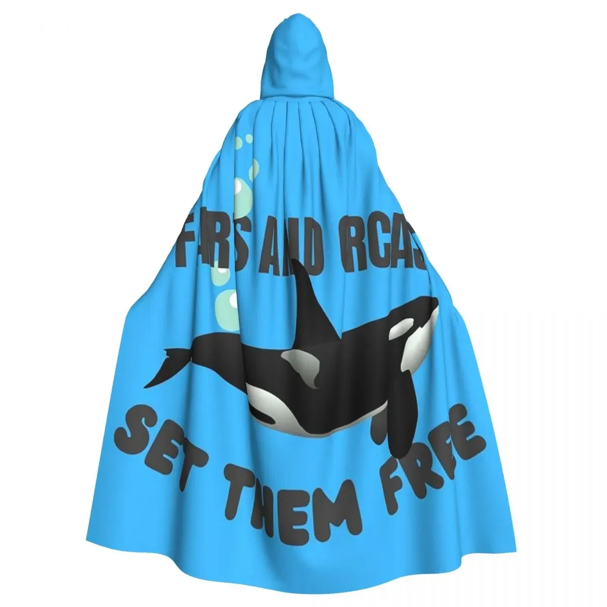 Farts And Orcas Set Them Free Funny Text Killer Whale Design Long Hooded  Witch Cosplay Cape HalloweenVampire Adult Unisex