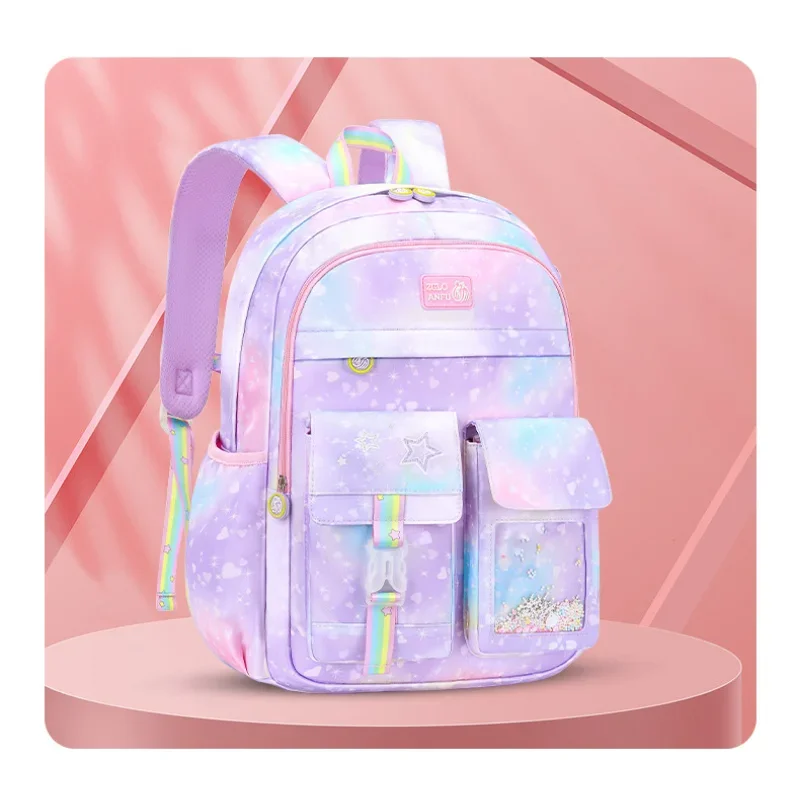 

New Elementary School for Girls Student Backpacks Refrigerator Style Schoolbag with Tutorial Bag Cute Children Kids BookBag Pink