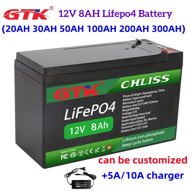 Gtk-バッテリーLiFePo4,12V,100Ah,200Ah,300Ah,リン酸鉄リチウム,管理システム,ソーラーシステム用の統合BMS,免税店  - AliExpress