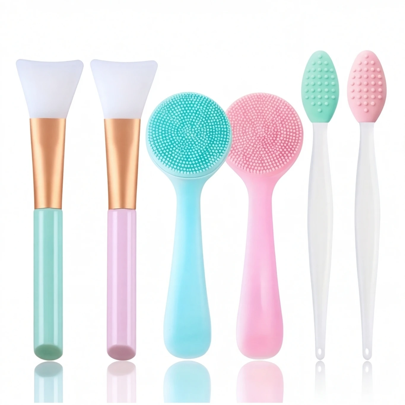 Kit de Beleza Manual de Silicone para Esfoliação Facial com 3/6 Peças, Escova de Máscara Facial Amiga da Pele