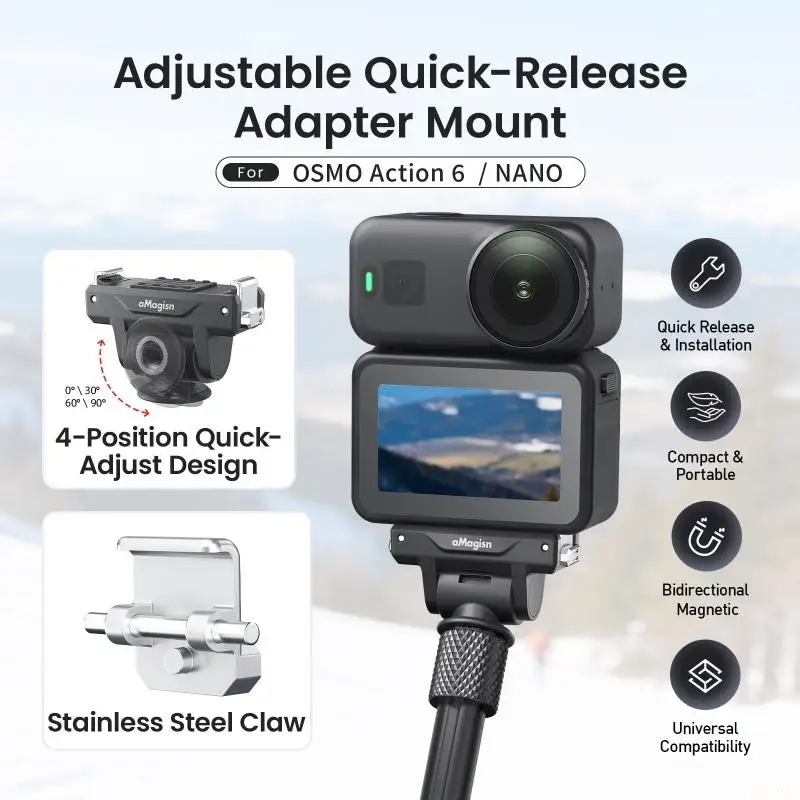 B03F Fast Release Mount Reinforced Secure Lock Attachment for Action 6 Mini Optimized
