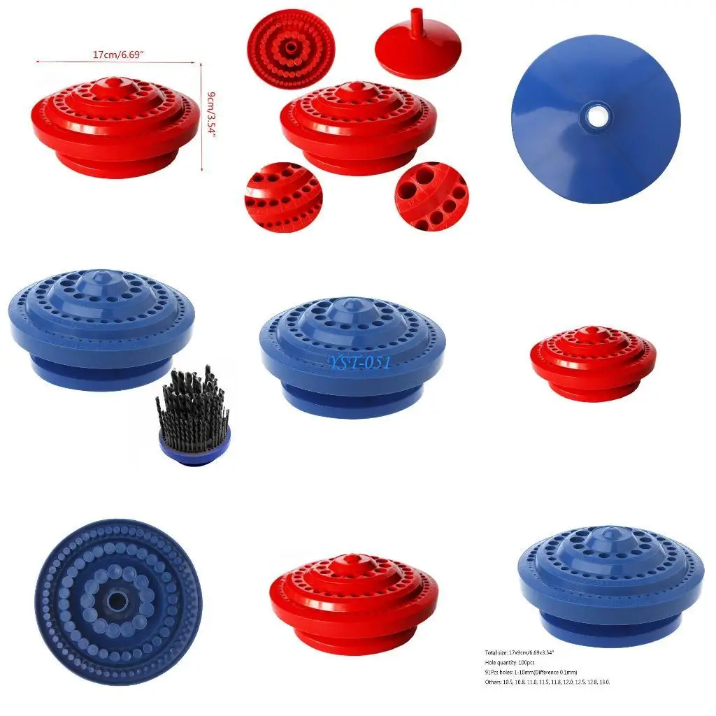 E15A 100pcs Hole Drill Bit Storage for Case Holder Round Hard Plastic Stand 1-13mm