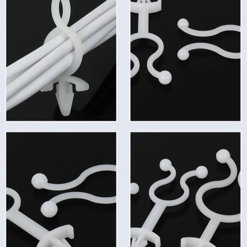 T5~T7225 White Nylon Cable Wire Ball U Fixing Organizer Holder Crimping Clip Clamp Ring Reusable Twist Tie