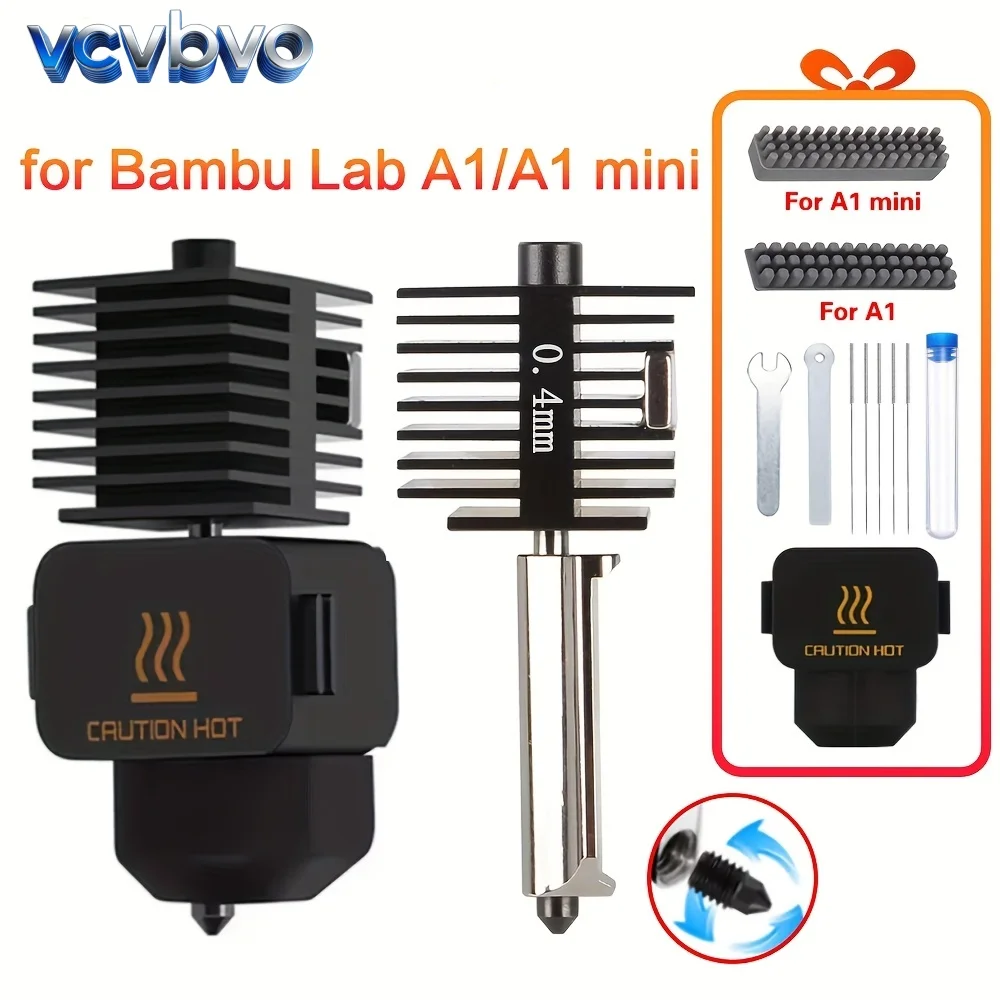 

Комплект хотэнда для A1/A1 mini - сопла 0.4/0.6/0.8 мм, для экструдера 3D-принтера A1/A1 Mini, простая установка - сборка не требуется.