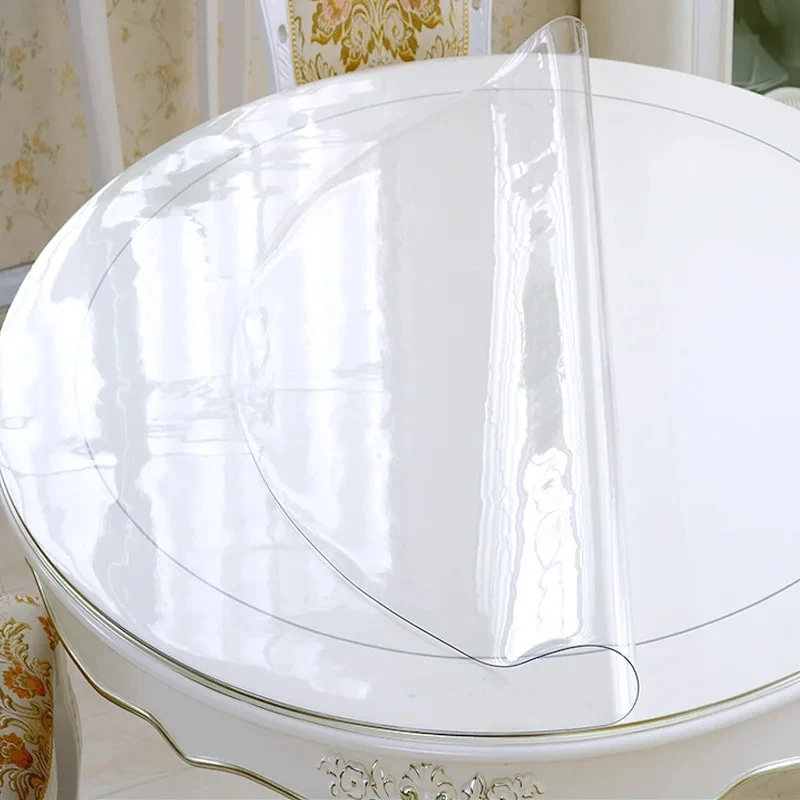 PVC Moisture-proof Tablecloth Round Tablecloth Transparent Kitchen Oil Painting Tablecloth Glass Soft Cloth 1.0mm Pad