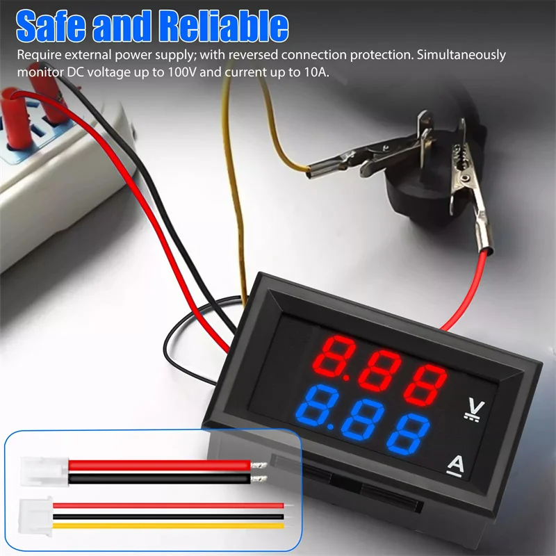 （NEW）0-100V 10A Digital Voltmeter Ammeter Dual Display Voltage Detector Current Meter Panel Amp Volt Gauge 0.28