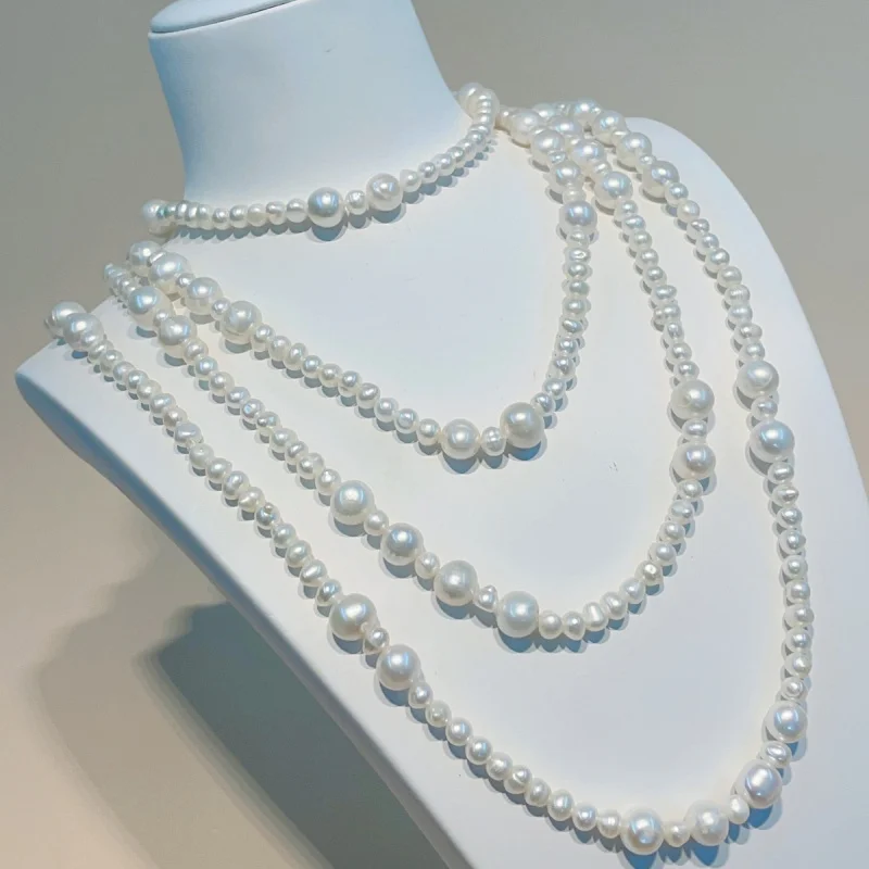 Freshwater Pearl Sweater Chain Baroque 160Cm Long Necklace Multi-Layer One Style Multiple Wear