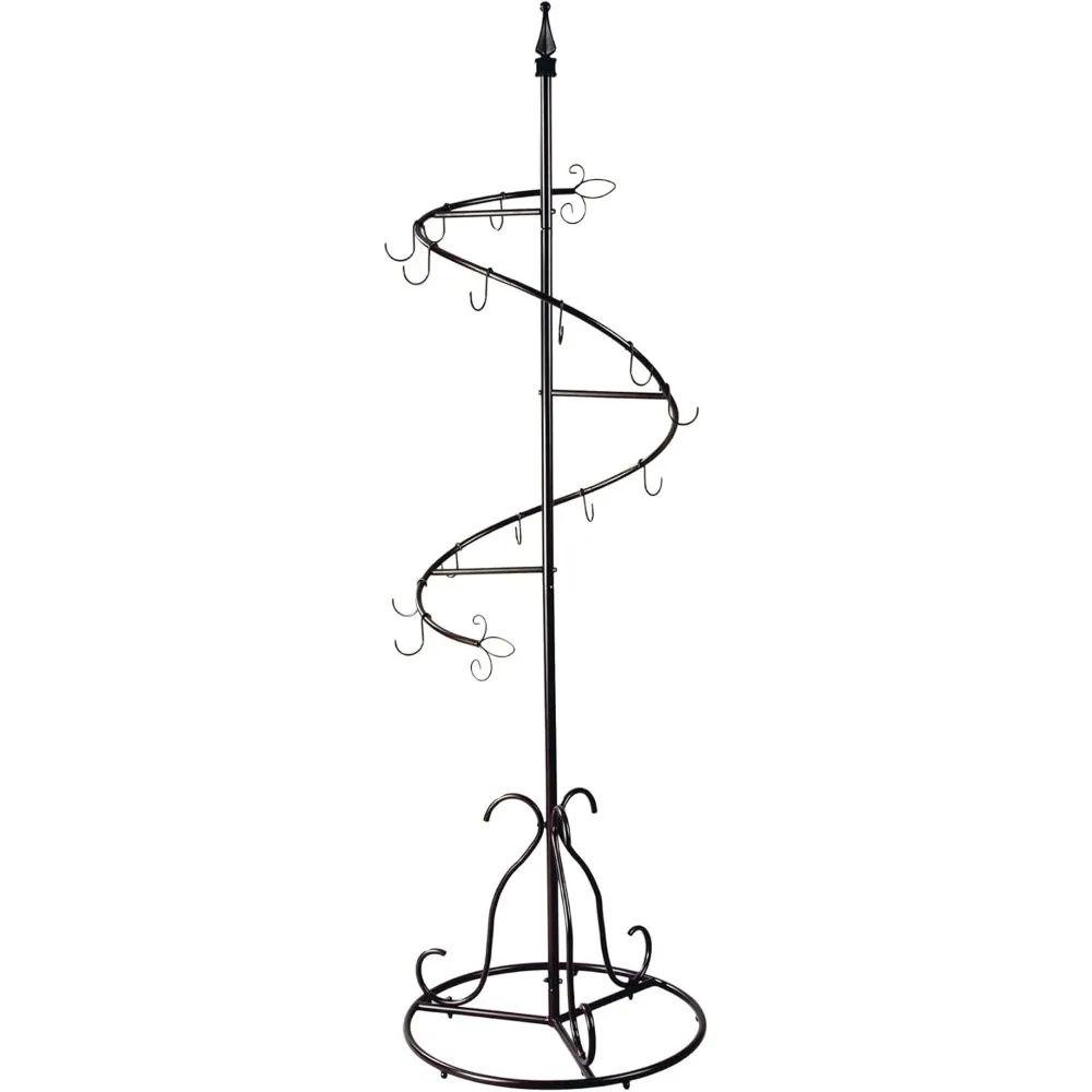 

74” Brown Metal Display Purse Tree Jewelry Organizer 15 Hooks Spiral Coat Hanger Rack Stand