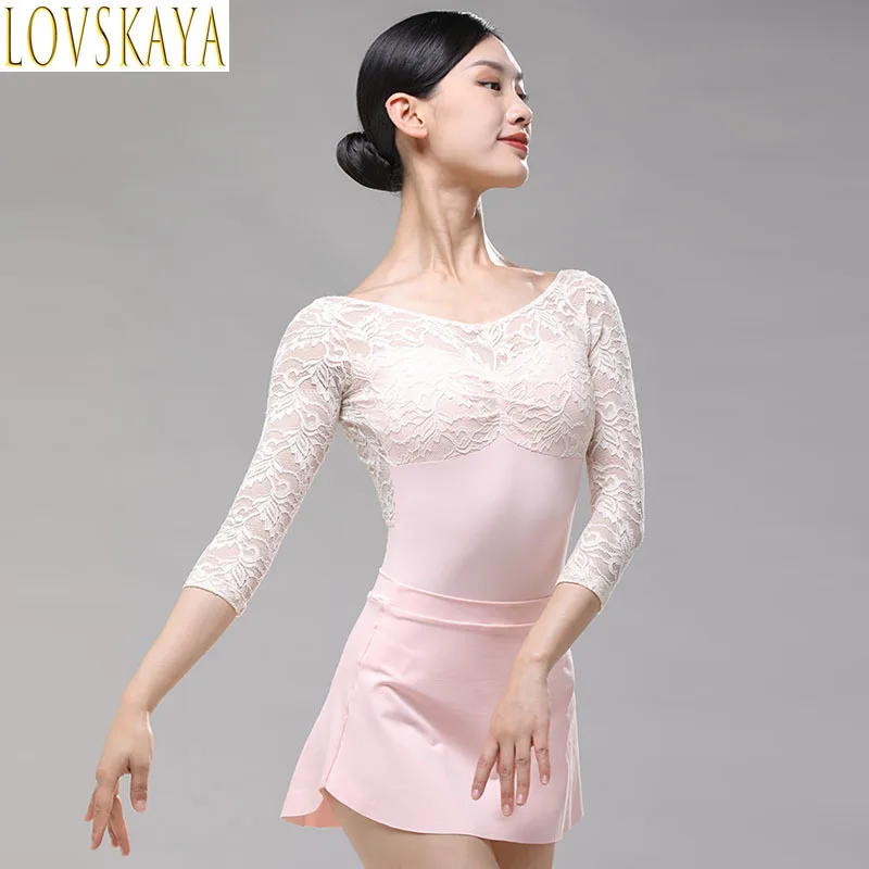 High end Spring and Autumn Long sleeved Lace Ballet Skirt Practice Gymnastics Skirt Women's Ballet Skirt Dance Dress
