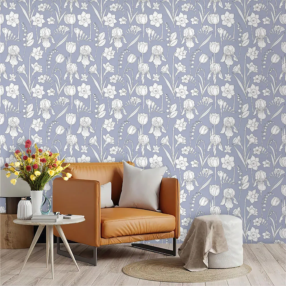 1 Roll Beautiful Floral Printed Circular Wallpaper with Multiple Sizes Living Room Bedroom Walls Cabinets Fashionable Decoration
