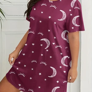 Home Women Sleep -Kleider, große Kleider, Sommerkleider, Eisseide, kurze, Plus Größe, Mode 8 Hauptverkäufe Kurzkleid - №7