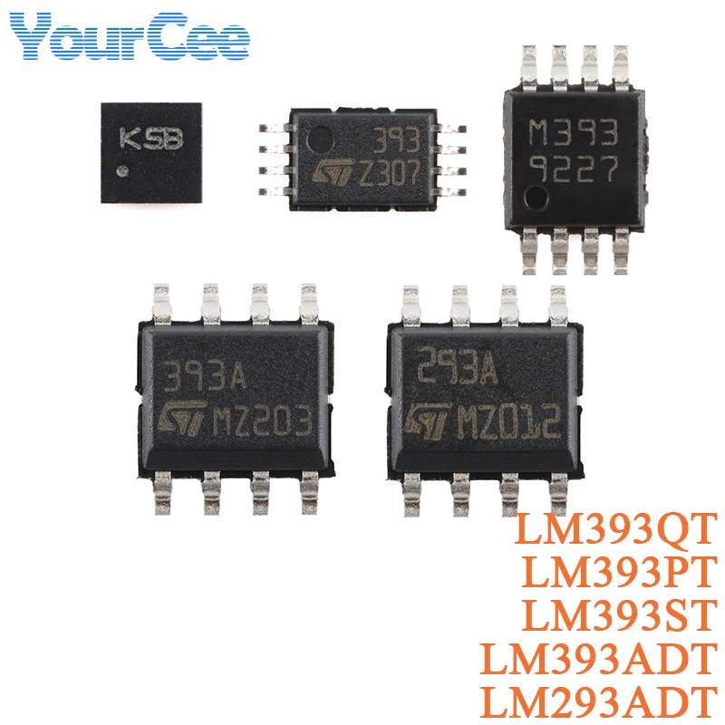 10Pcs LM393 LM393QT DFN-8 LM393PT TSSOP-8 LM393ST MiniSO-8 LM393ADT LM293ADT SOP-8 Low Power Dual Voltage Comparator Chip