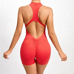 Nahtlose Yoga-Overalls einteiliger Reiß verschluss Sport Fitness hohle Schönheit zurück Hüft heben Lauftraining Trainings anzüge für Frauen