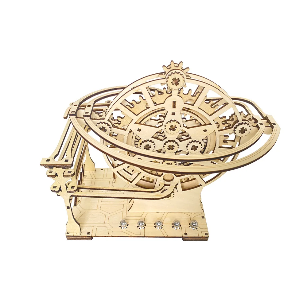 Puzzle 3D en bois, piste de balle mécanique, modèle dynamique, jouet d'assemblage fait à la main, Kits de construction de balle de course, cadeaux pour garçons