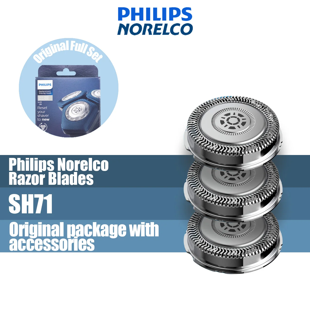 Philips-Norelco substituição barbeador elétrico, lâmina de barbear aço inoxidável, compatível com S7xxx e S5xxx, SH71