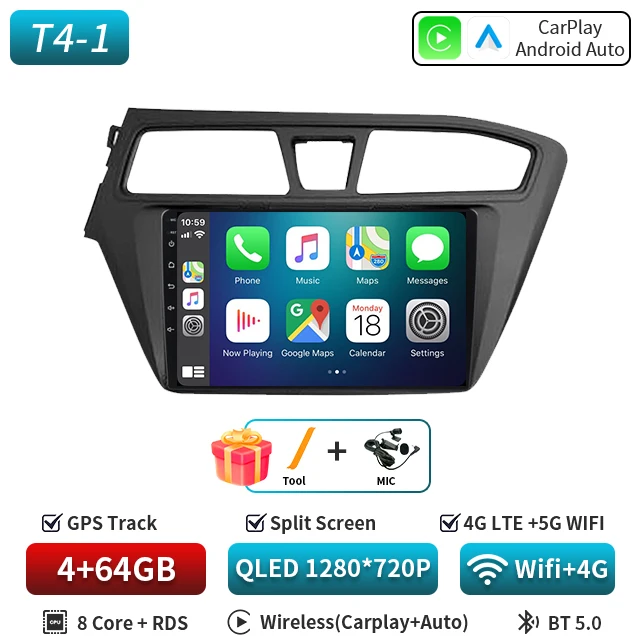 Android 16 Carplay Auto 5G For Hyundai I20 LHD 2014 2015 2016 2017 2018 Car Radio Multimedia Player Stereo Head Unit 2din Audio image 3