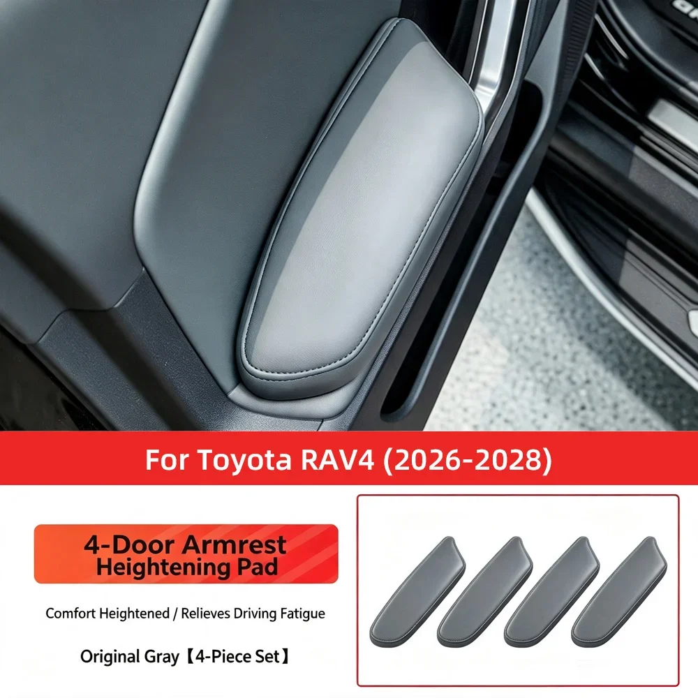 Leather 4-Door Armrest Elevator Pad For Toyota RAV4 2026 2027 2028 Soft Elbow Support Cushion Car Interior Accessories