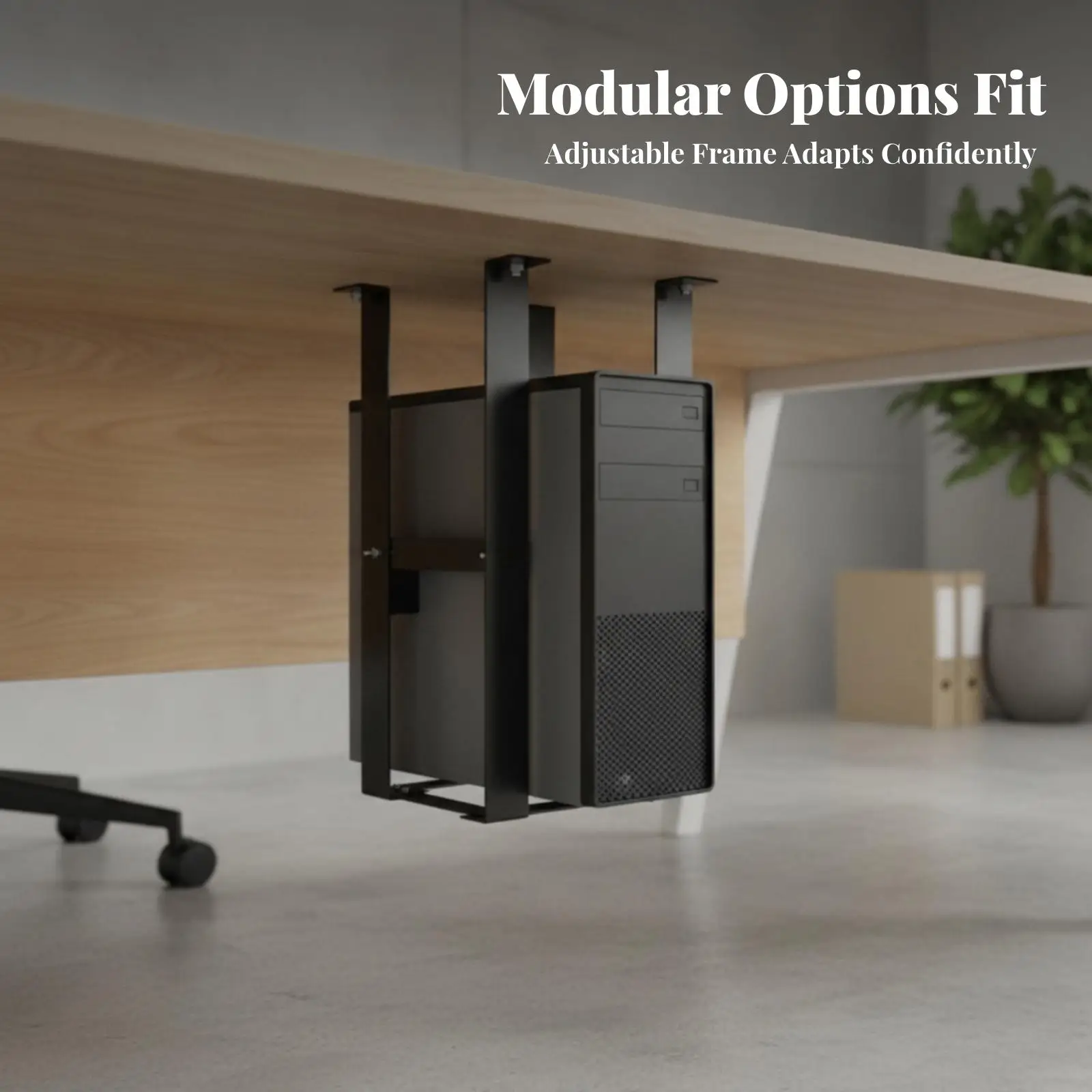 Steel Under Desk Computer Mount for PC Case Bracket Desktop Removable Stand for Computer Hanger Raised PC Desk Gaming Setup