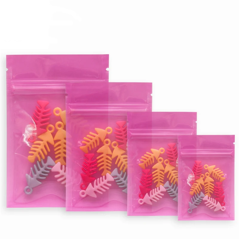 100pcs Colorful Transparent Poly Small Zip Lock Pouches Package Bags for Jewelry Flat Plastic Ziplock Gift Bag