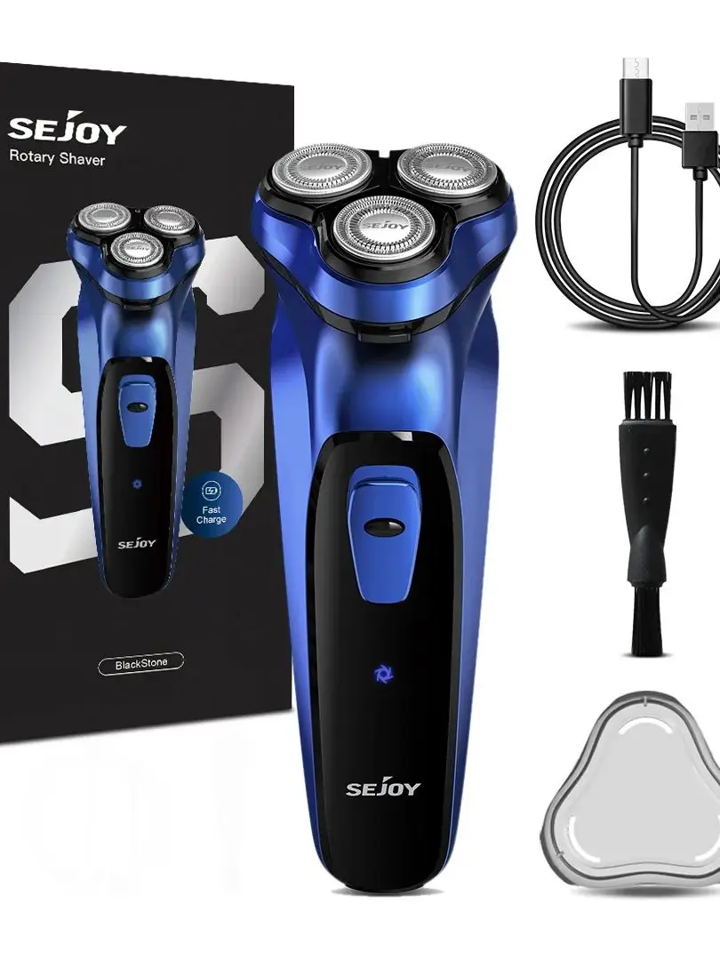 Sejoy Elektrorasierer für Männer, wiederaufladbarer Elektrorasierer mit drei schwimmenden Köpfen, Rasiermaschine, Bartschneider, Geschenk
