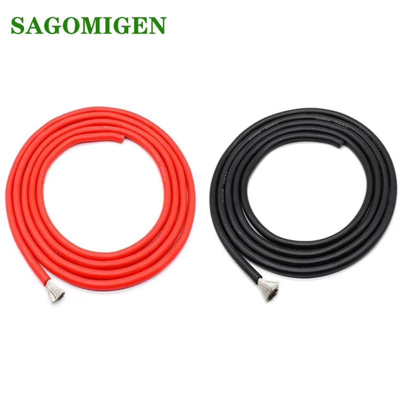 2 Meters/Lot Soft Silicone Wire 2/4 /6 AWG 1M Red and 1m Black Color Heatproof Silica Gel Cable Copper 18650 Battery Lifepo4