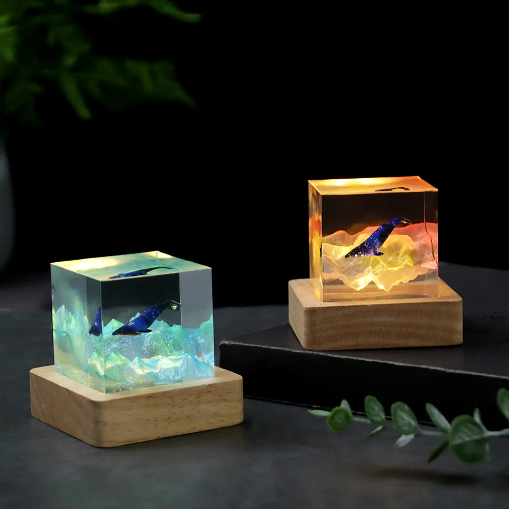 5 سنتيمتر مكعب الكائن الراتنج الجدول ضوء الإبداعية فن الديكور مصباح الحوت الجبلي موضوع ضوء الليل USB تهمة #4