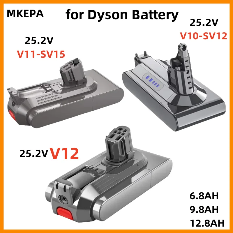 25.2V for Dyson V12 Detect Slim Cordless V11 Absolute Extra V11 Absolute V10 Animal V10-SV12 V11-SV15 Battery 25.5V 12800mAh