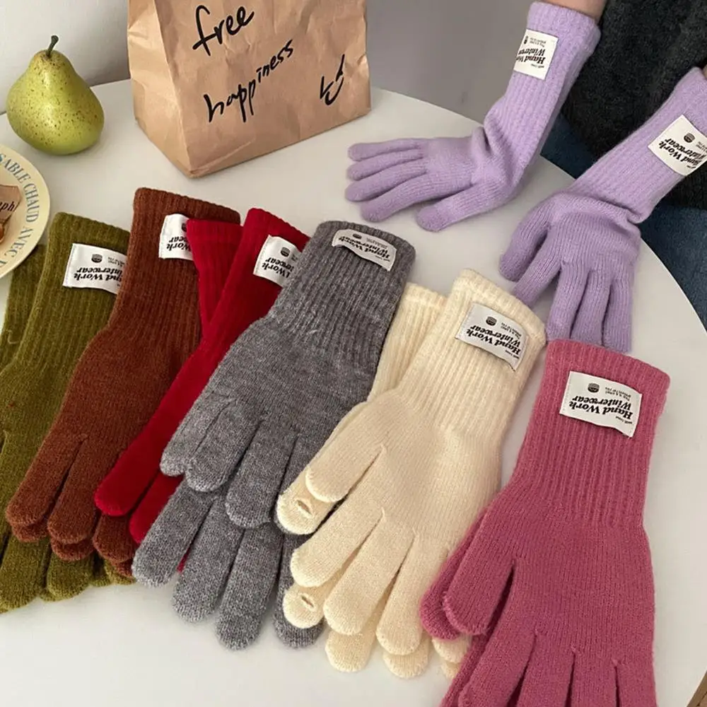 H Gloves For Women Autumn Winter Gloves Thicken Knitting Full Finger Mittens Men Touchscreen Driving Gloves Sport Cycling Mitten