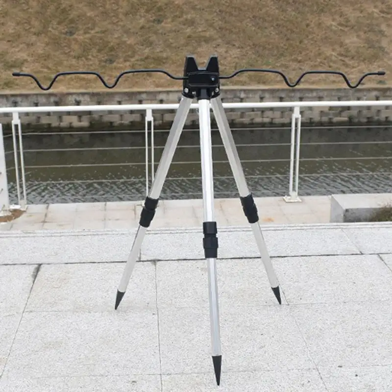 Fishing Rod Holder Collapsible Tripod Stand Sea Fishing Pole Bracket Aluminum Alloy Telescopic 4 Groove Fishing Rods Holder