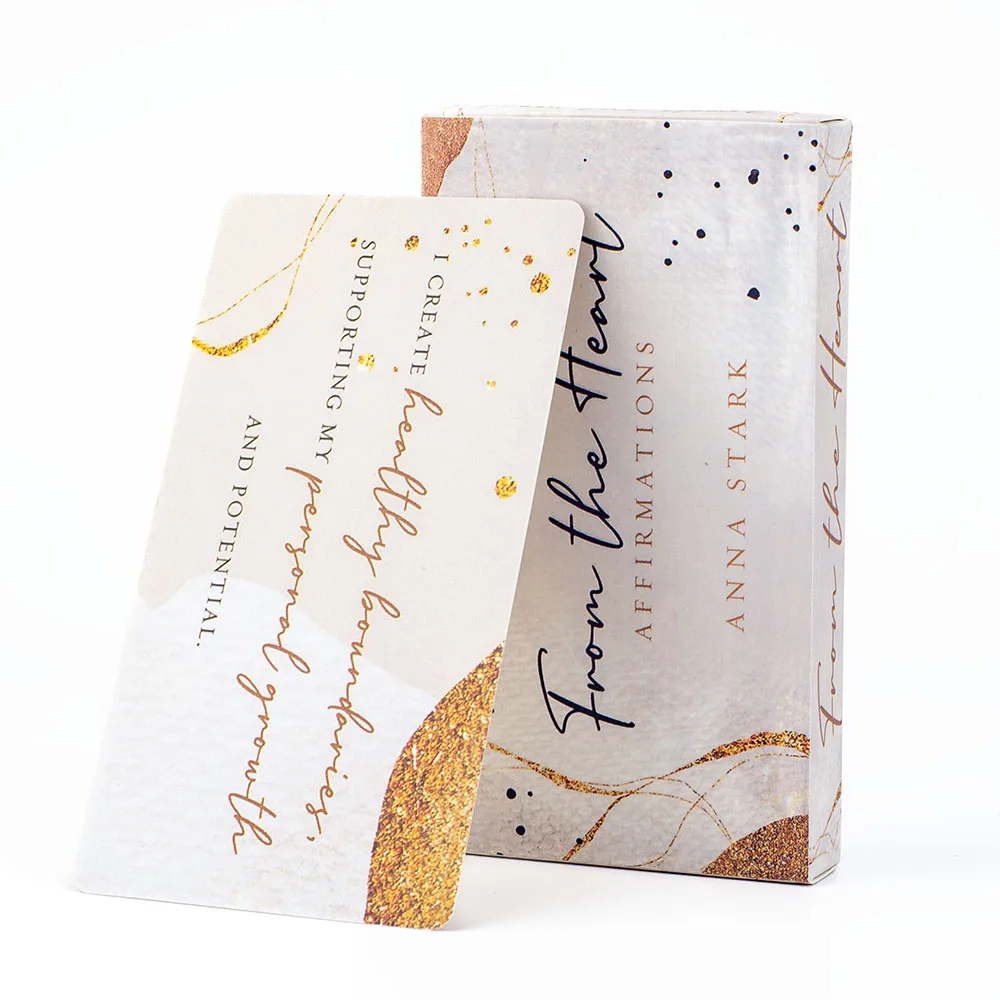 From The Heart 40-Card Affirmation 보드 게임, 당신의 심장 공간을 개방하고 긍정적인 사고 방식을 강화하기에 완벽한 11x6cm