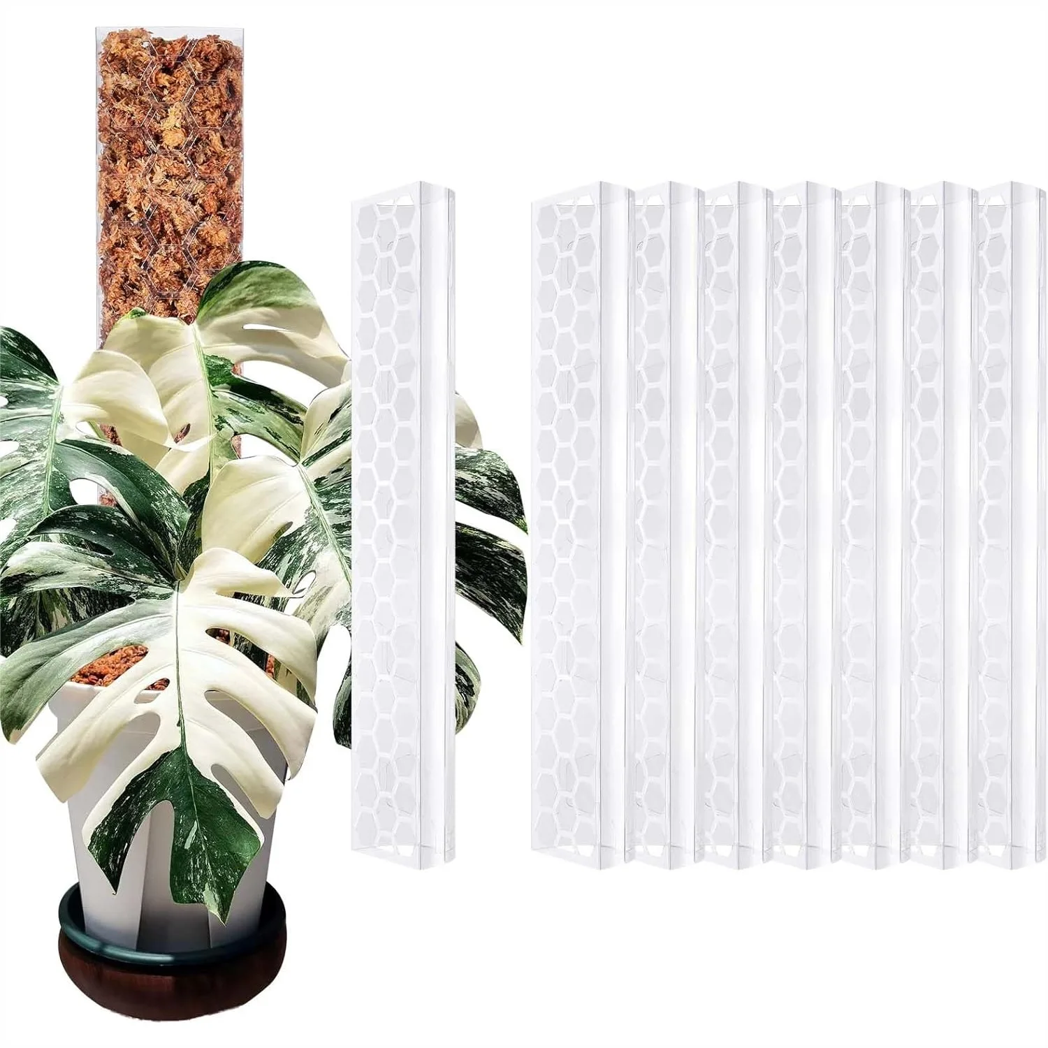 

Plastic Moss Pole for Climbing Plants, 8 Pack 17 Inch Stackable Plant Support for Monstera Pothos Indoor Garden