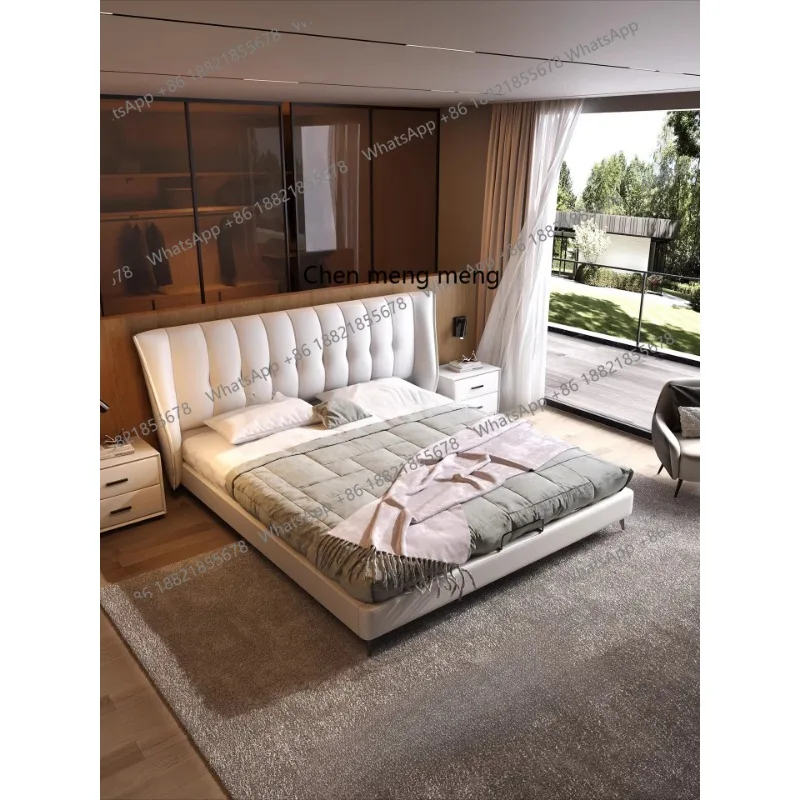 

Minimalist, modern simplicity, solid wood bed with flush edges and high feet, master bedroom double bed