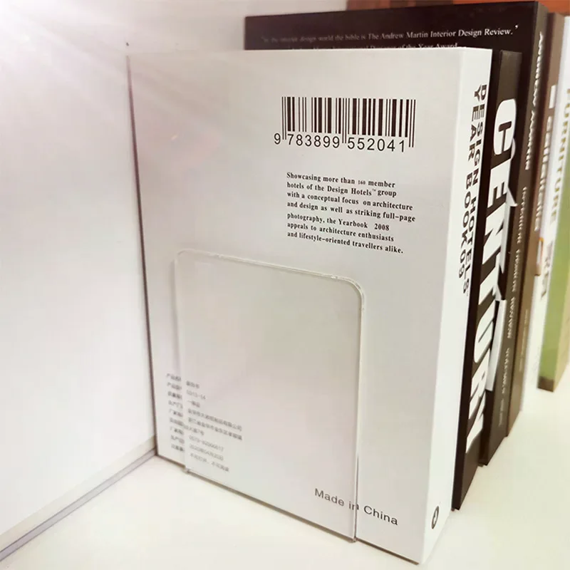 1pc  L-shaped Book Stand Simple Transparent Book Bezel Student Acrylic Desktop Fixed Book Stand Desk Organizer Bookends