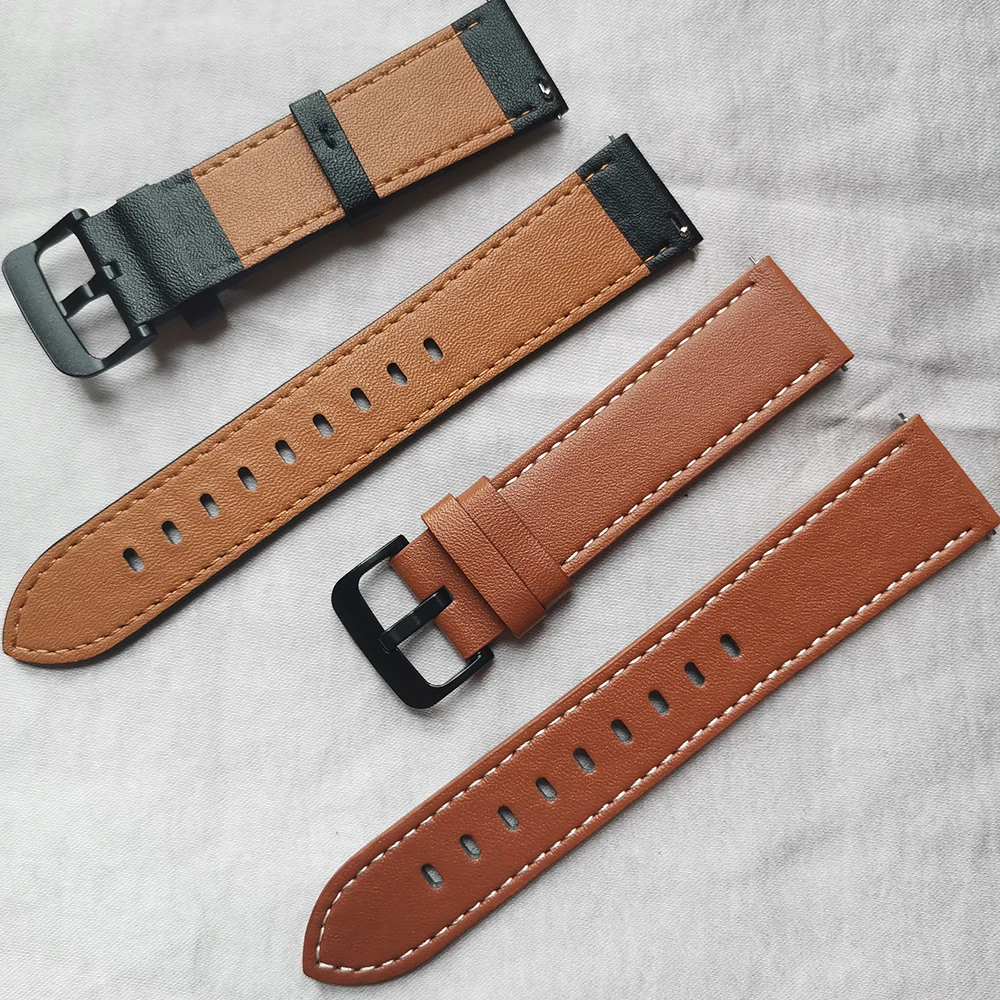 Opaska 20mm/22mm dla Amazfit GTS 4/2/2e/3/GTS2 Mini/GTR/4/3/Pro/GTR2/42mm/47mm stratos bransoletka do zegarka Amazfit bip 5 skórzany pasek