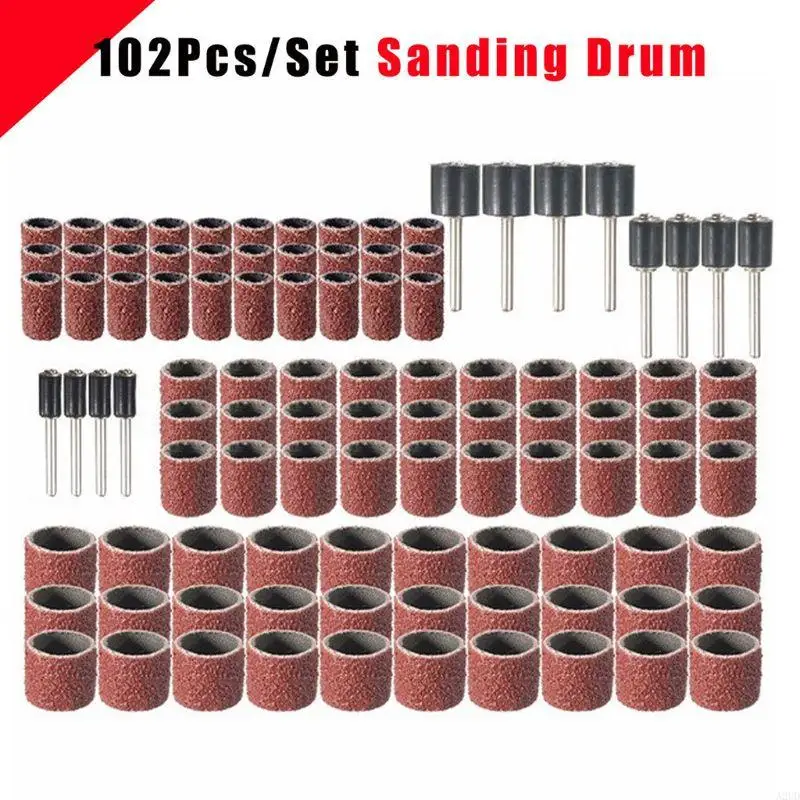 920L 102 Pcs/set Sanding Drum Drum Sander Sanding Band Sleeves Drum Mandrels for Rotary Tool Quality Material