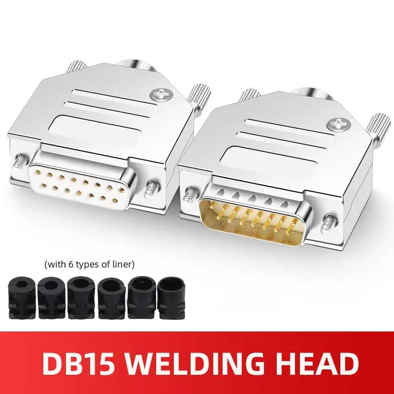 Industrial Metal DB15 Welding Plug Male Female Adapter 2-rows 15 Pin Connector D-SUB HDB15 COM Serial Port Soldering Connectors