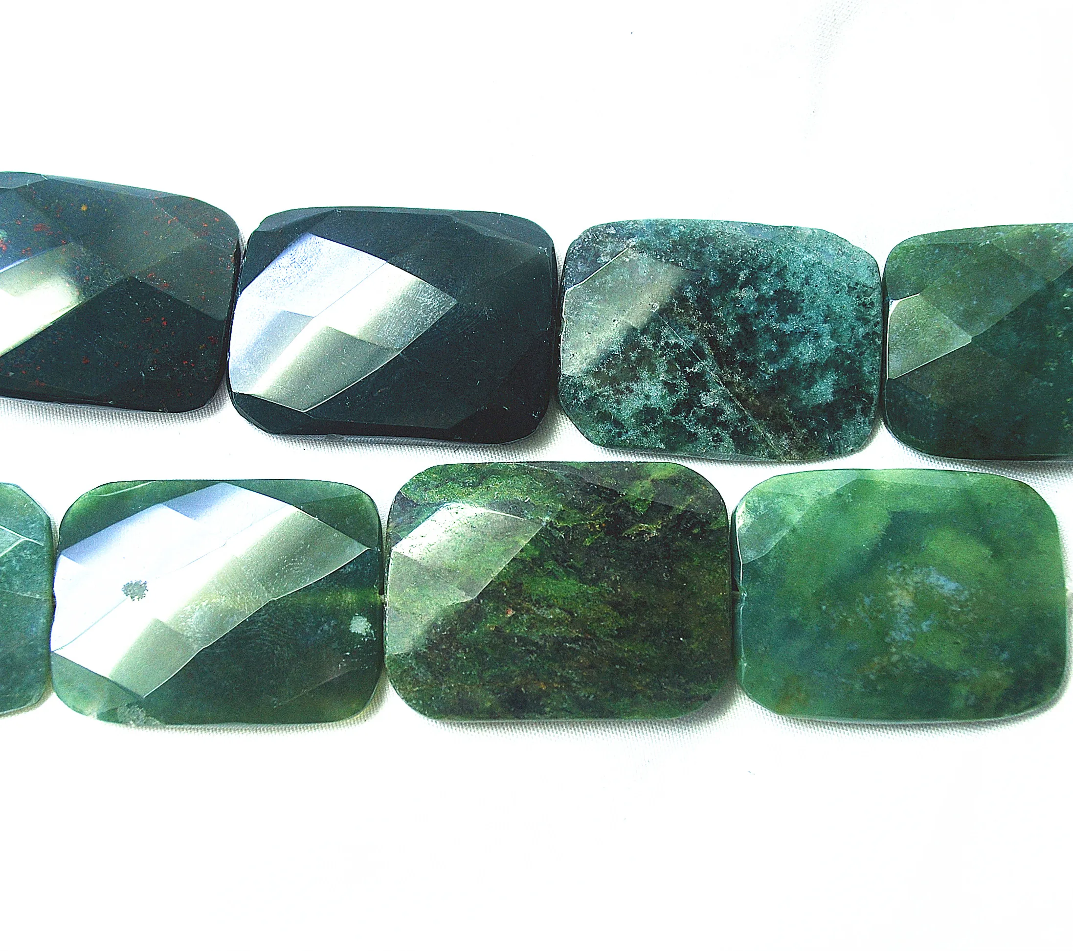 

10PCS Hot Natural Faceted Moss Agate Stone Rectangle Shape 30X40MM DIY Jewelry Findings For Women Necklace Makes