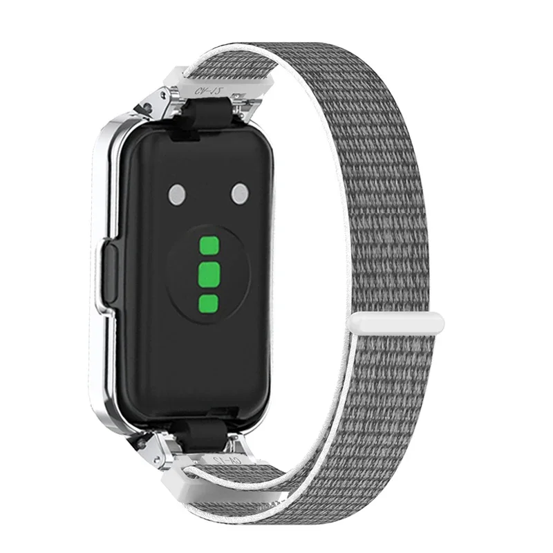 Strap Case Protector for Huawei Band 9 Nylon Breathable Bracelet+Metal Cover for huawei band 8 Wristband Protective Shell Frame