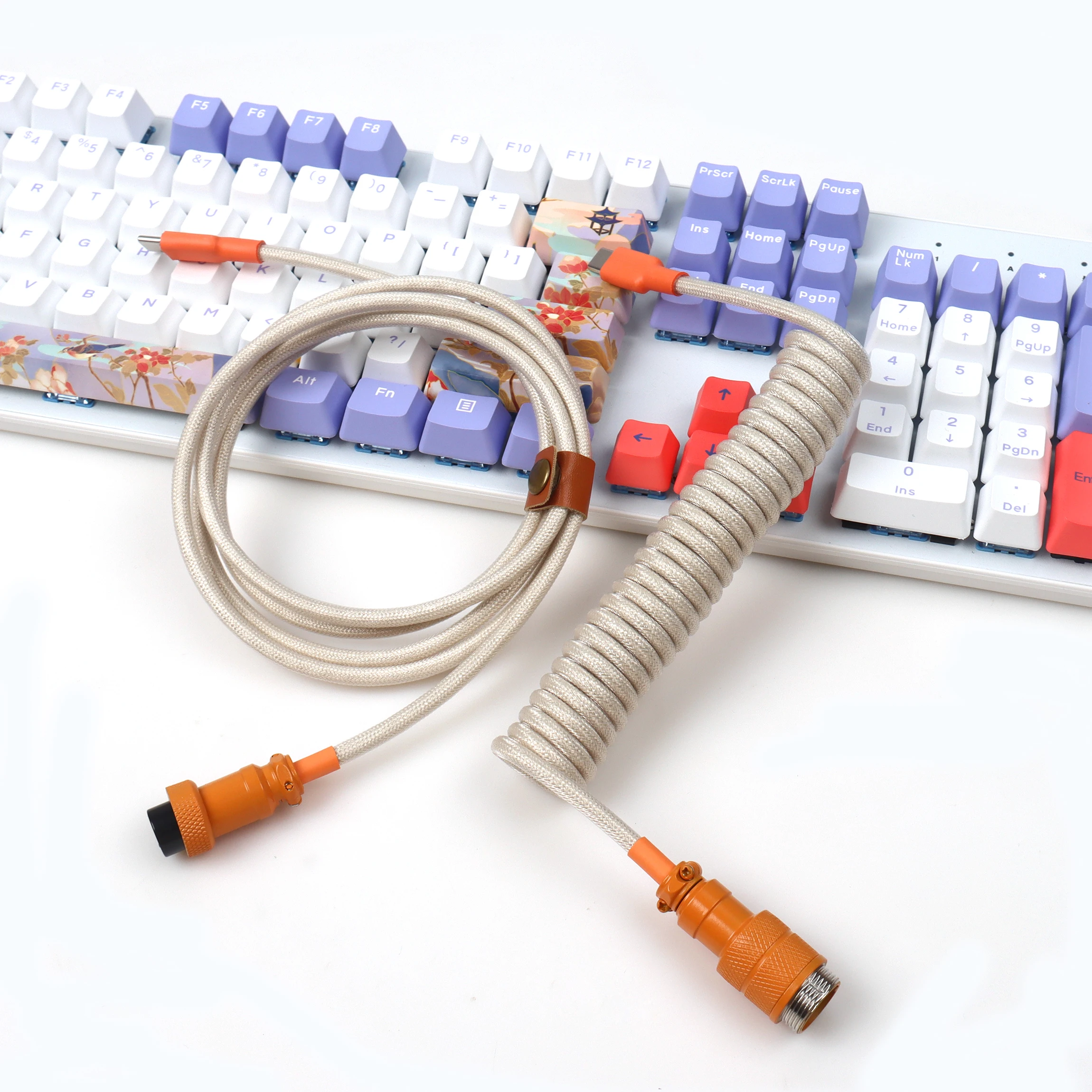 

Mechanical Keyboard Type C to C End Coiled Cables with Detachable Aviator Connector Gaming Keyboard Wire