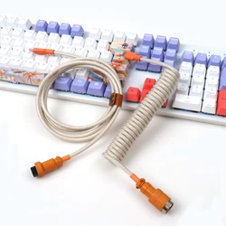 Mechanical Keyboard Type C to C End Coiled Cables with Detachable Aviator Connector Gaming Keyboard Wire