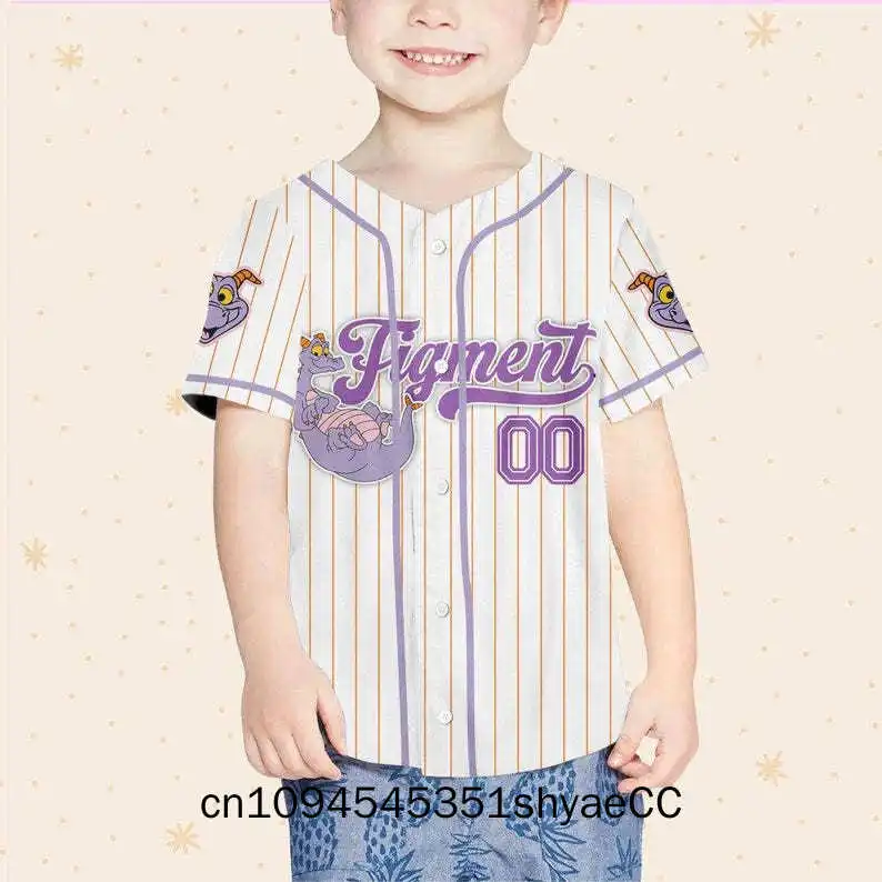 Custom Disney Figment Little Spark Simple Stripe, Custom Kids, Youth, Adult Disney Baseball Jersey Sports Outfits Cute Gifts For