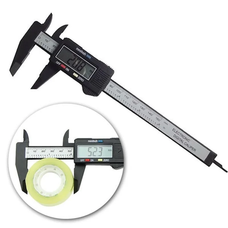 

6inch 150mm Electronic Digital Caliper Carbon Fiber Composite Vernier Measuring Tool Home Workshop Mechanical Gauge