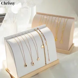 Solid wood jewelry display holder,jewelry shop choker chain necklace photo props rack, necklace display stand for sell market