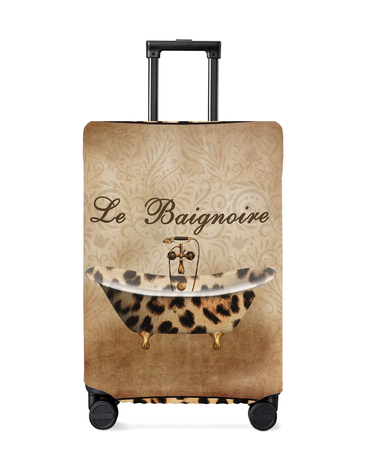 Leopard Print Skin Texture Bathtub Luggage Cover Stretch Baggage Protector Dust Cover for 18-32 Inch Travel Suitcase Case