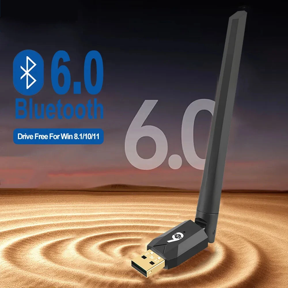 200M Bluetooth 6.0 5.4 Adapter USB Bluetooth Dongle Driver Free for Windows 11/10/8.1 Mouse Keyboard Audio Receiver Transmitter