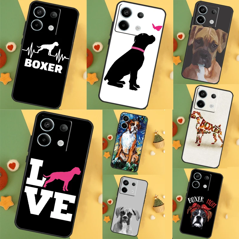  Cute Boxer Dog Puppy Case For Xiaomi Redmi Note 9 10 11 12 13 Pro Plus 12S 11S 10S 9S Remdi 12 13 C 9C 10C Cover