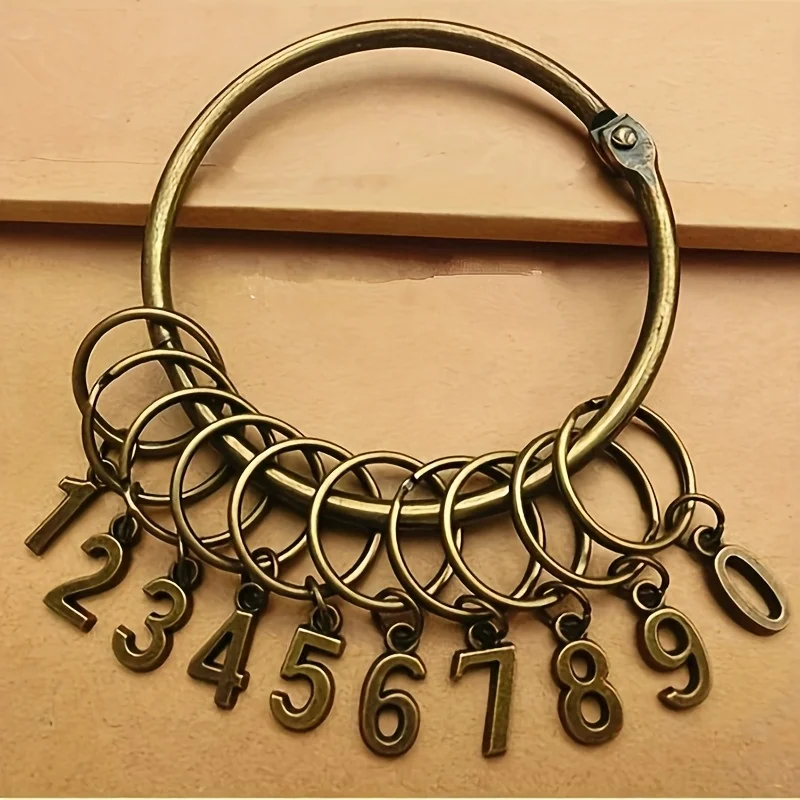 Vintage Digital Keychain Featuring An Antique Bronze Large Ring For Key Storage, Capable Of Holding Multiple Keys, Equipped With