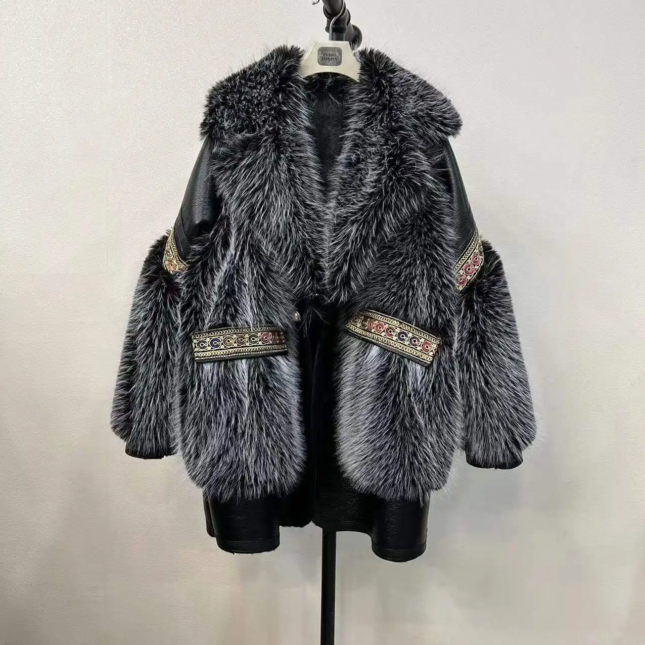 2022 roupas de inverno moda high-end imitação toka mid-length casaco solto quente manga longa elegante streetwear casaco de pele feminina